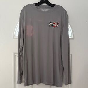 Classic Gray Long Sleeve Men's Tee with Flag Design